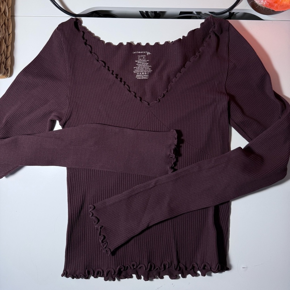 Free People Easy to love Seamless long-sleeve Chocolate Merlot